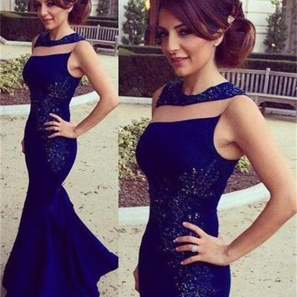 Unique Style Prom Dress , Blue Sparkly Prom Dress , Party Prom Dresses